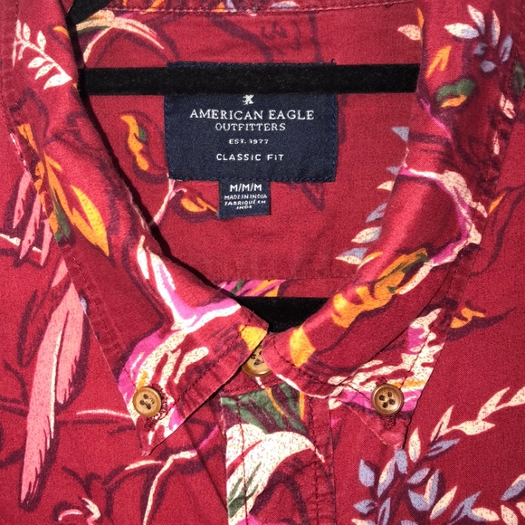 Red Floral Button-Up - Picture 3 of 4